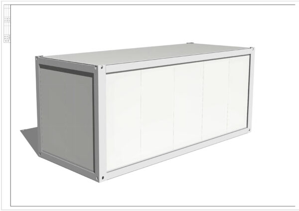 Dessin technique - Vue 3D Module 6m blanc neuf profil arrière